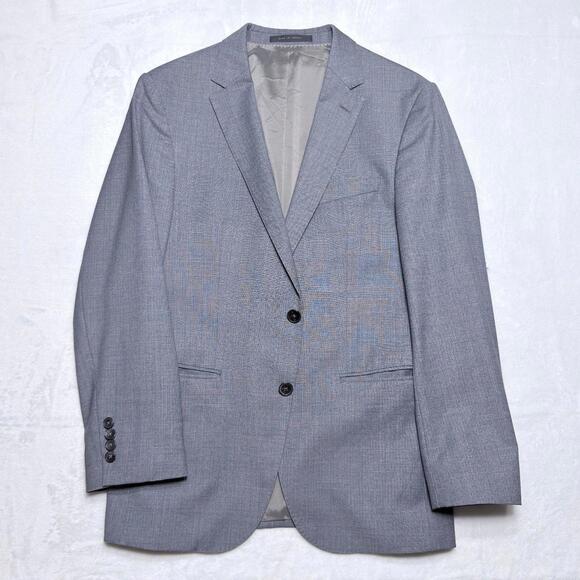 BOSS Hugo Boss Novan5 Slim Fit Blazer 38S Gray Blue Reda Italian Wool Stretch